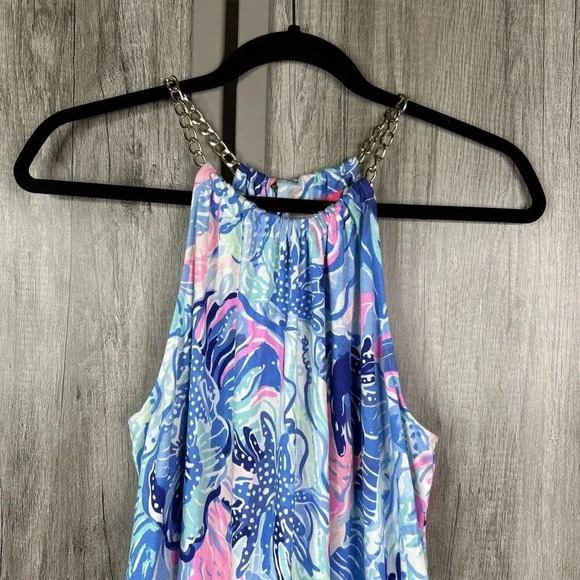Lilly Pulitzer Pink and Blue With Shorts Pickerball Tennis Halter Sz M Excellent - Picture 2 of 10
